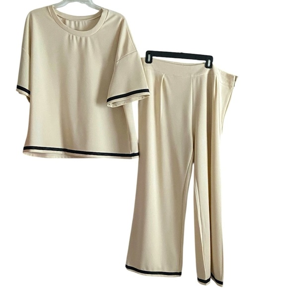 Other - Cream and Black Trim Two-Piece Set Plus Size XXL Modest Business Casual Church